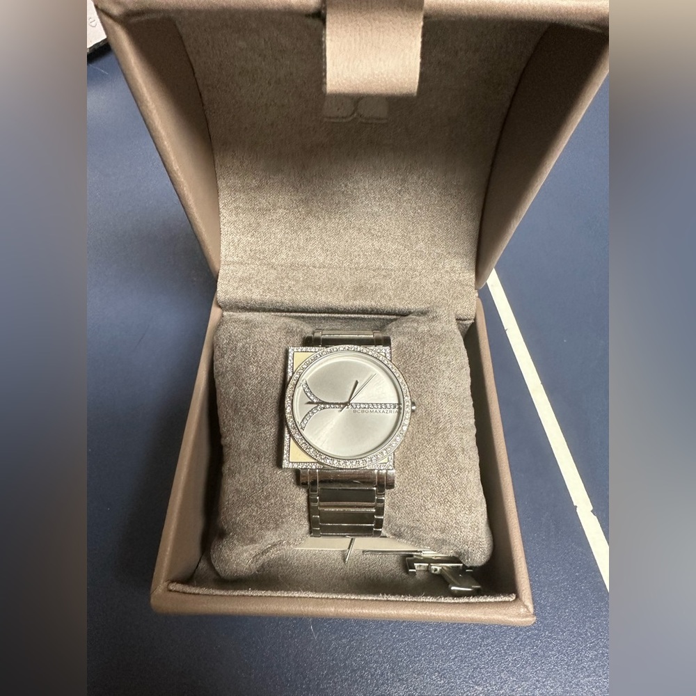 BCBG watch with crystal detailing.